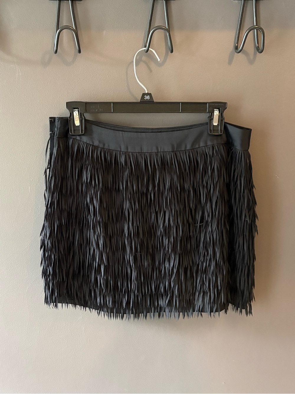 Express Black Fringe Mini Skirt - Size 4